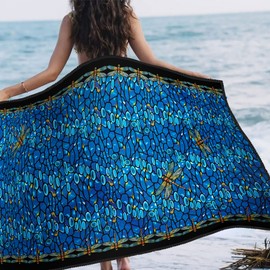 Large Oversized Microfiber Beach Towel - 40x63 Inches, Sand-Free, Quick-Drying, Ultra-Soft, Ideal for Travel, Pool, Yoga, and Camping - Includes Matching Drawstring Travel Pouch, Tiffany Dragonfly