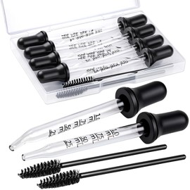 Teenitor 10pcs Eye Dropper 8pcs Glass Pipettes Dropper and 2pcs Cleaning Tool, Droppers for Oils Bent and Straight Tips, 1ml Dropper for Liquid Essential Oils, Ear, Eye, Craft, Measuring