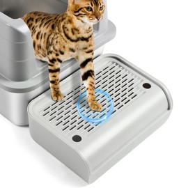 Bartuke Cat Litter Box Step, Cat Litter Ramp Mat with Filter Function for Self-Cleaning Litter Box, Easy to Clean, Cats Pedal Step Stool Ideal for Kitten & Elderly Cats (Light Grey)