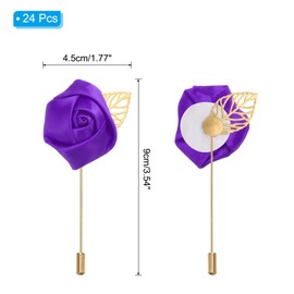 PATIKIL Rose Boutonnieres, 24 Pack Dark Purple Lapel Pins for Men Wedding Ceremony Party Prom