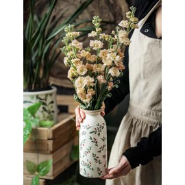 TEWEIQI Ceramic Rustic Farmhouse Vase, Holly Pattern Flower Vase for Home Decor, Ideal Shelf Decor, Boho Vase for Living Room Bedroom Kitchen Office Decor Centerpiece Table Decorations (7.8 inches)…