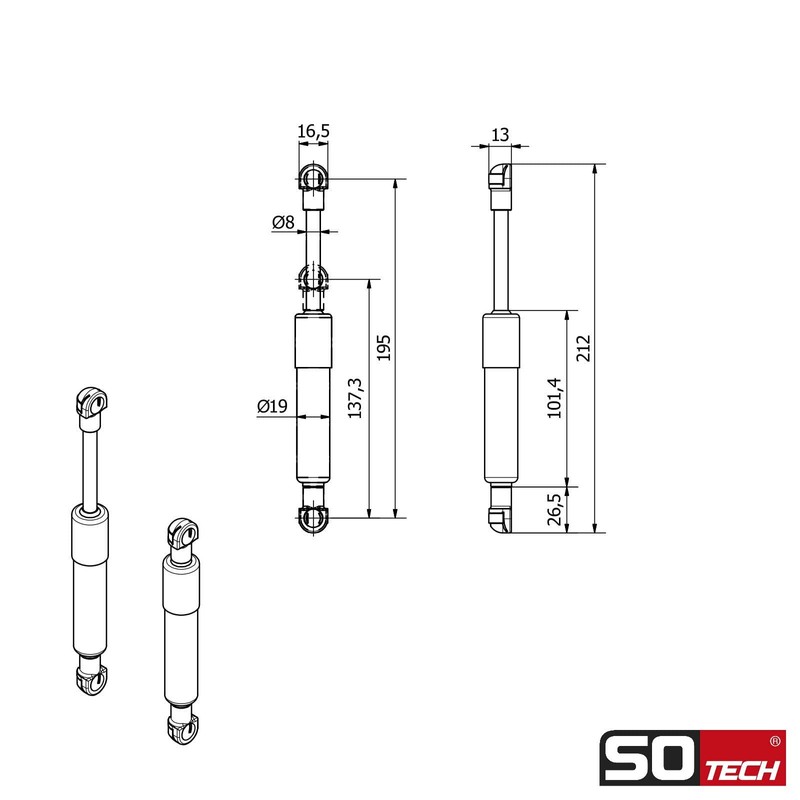 SOTECH 2 Stck Gasdruckd?mpfer 320 N Kompressionsfedern Ersatzteil fr KESSEB?HMER