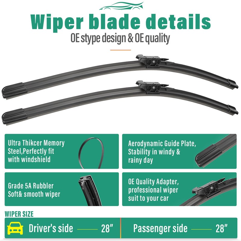 28" 28" 11" Windshield Wiper Blades Replacement for Ford Escape