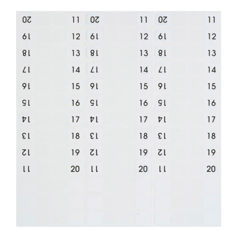 Redi-Tag Numbered Tabs, 11-20 Pre-Printed Divider Tabs, Permanent Adhesive Index