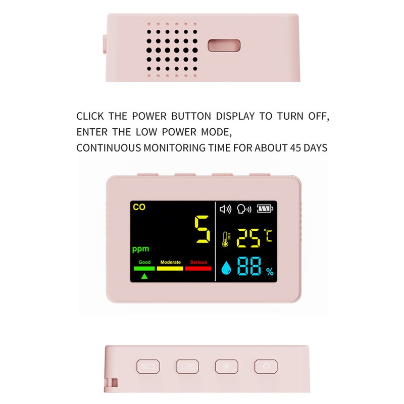 Portable Air Quality Meter 3in1 CO Temperature and Humidity Tester