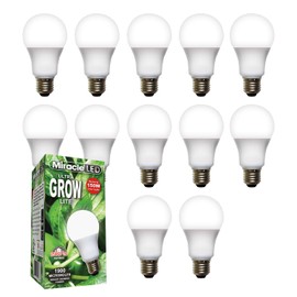 Miracle LED Commercial Hydroponic Ultra Grow Lite - Replaces up to 150W - Daylight White Full Spectrum LED Indoor Plant Growing Light Bulb for DIY Horticulture & Indoor Gardening (12 Pack)