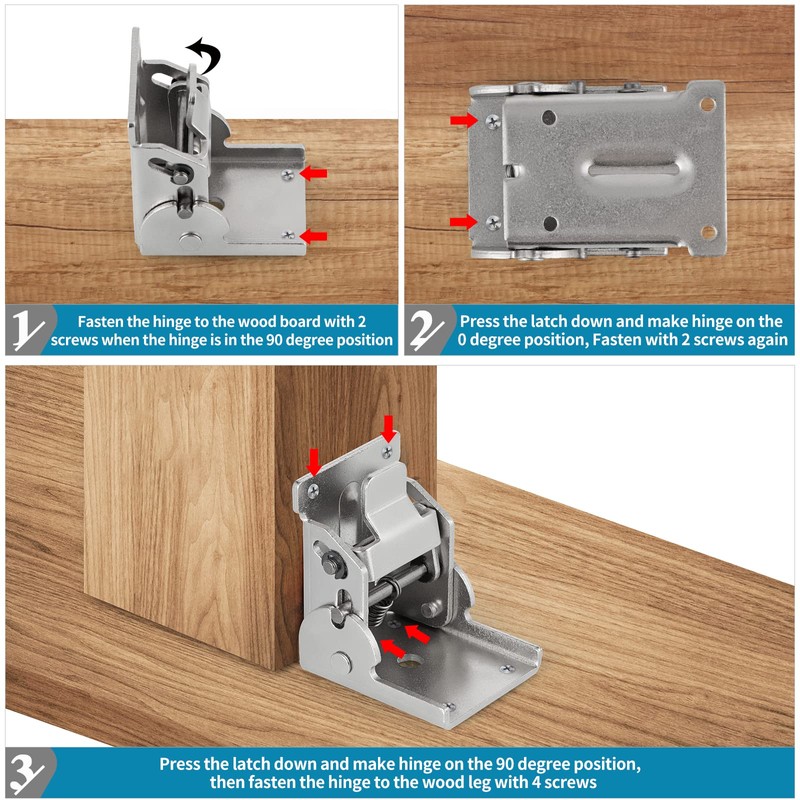 MDLUU Folding Brackets Heavy Duty, 90 Degree Self-Lock Hinges for