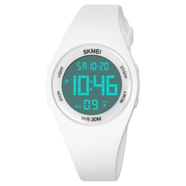 FANMIS Fashion Women Men Digital Sports Watch Student Electronic Outdoor Sport Watch Military Multi-function Luminous Waterproof Watch Unisex LED Digital Watch (White)