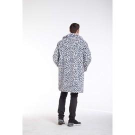 UMREN Mens Warm Whiter Leopard Faux Fur Coats Jacket Long Luxury Overwear Parka Cardigans Whiter Leopard XL