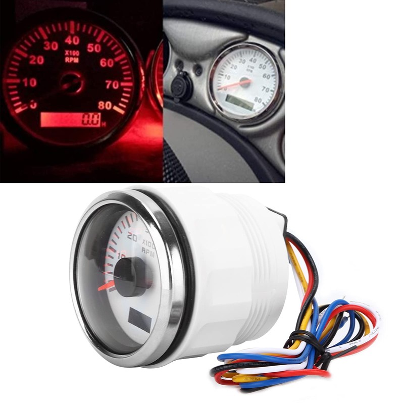Fydun Car Tachometer 52 mm 6K Pointer Speedometer IP67 Waterproof