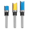 3pcs Woodworking Cutter Milling 1/4" Shank Edge Trimming Slotting Router