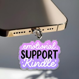 Emotional Support, Dust Plug Charm 1.5 Inches Reading Is Healing, Reader, Book Lover, Bookworm Lightning/Type C Acrylic Material Accessories, Charms for Phone E-Reader