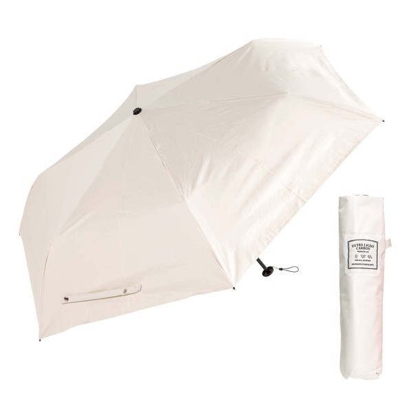 Waterfront CSFA-3F53-UH-BE Folding Umbrella, Parasol, Rain Umbrella, Ultra Light Carbon (Medium Surface Color Coating), Beige, 20.9 inches (53 cm), Lightweight, UV Protection, 99.9%