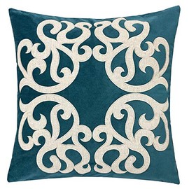 Homey Cozy Cerulean Throw Pillow Cover,Large Premium Applique Sparkly Vine Velvet Sofa Couch Pillowcase Modern Home Decor 20x20,Cover Only