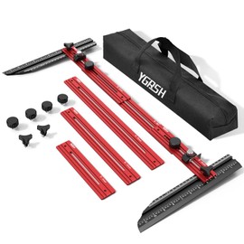 Stair Tread Template Tool - Precision Stair Gauge Measuring Tool with Self Locking Width, 8-72 Inches Lightweight Stair Tread Tool & Jig for Steps Measuring & Scribe, Red