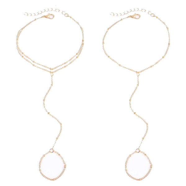 fufupaw Pack of 2 Gold Hand Chain, Bracelet with Ring