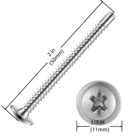 #8 x 2" Sheet Metal Screws 100PCS 410 Stainless Steel Truss Head Fast Self Tapping Screws