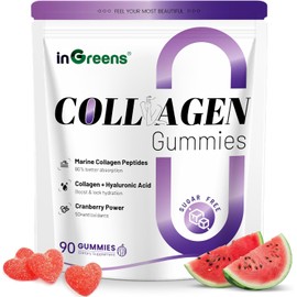 Powerful Marine Collagen Gummies with Vitamin C + Cranberry Polyphenols + Resveratrol Power Trio – Supports Skin Elasticity 90 Gummies - Collagen for Skin, Hair, Nails