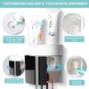 GFWARE Toothbrush Holder Toothpaste Dispenser Wall Mounted with Cover, 4
