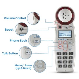 Clarity XLC3.4+ DECT 6.0 Landline Amplified Cordless Phone, Extra-Loud Ringer, Big Buttons Cordless Home Phone, Talking Caller Id & Dual Power Battery