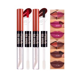 2Pcs Peel Off Lip Gloss Tattoo and Lip Oil 2-in-1, Lip Stain Peel Off Masque - Peel Off Lip Tint ,Long Lasting Waterproof Transfer-proof Lip Mask Lip Gloss Peel Off Lip Liner,Stay Lip Makeup 05#+07#