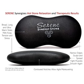 Serene (Midnight Black)(Set of 2) Synergy Stones - Contoured Hot Stone Massage Tools - Deep Heat for Muscle Tension Relief - Relaxing and Therapeutic Ultra-Smooth for on Skin with Oil or Over Clothes