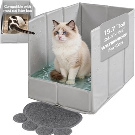 MEEXPAWS Cat Litter Box Enclosure, Foldable Splash Guard, Pee Shield
