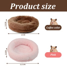 Pack of 2 Guinea Pig Bed Rabbit Bed, Cute Round Piggy Crash Mat, Soft and Silky Pet Nest, Warm Winter Pads for Chinchillas, Flying Squirrels and Chipmunks (Pink+Brown)