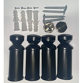 Towel Rail Wall Mount Brackets Black Suitable for Straight and Curved Radiator - 2. Black