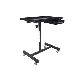 K Tool International 75107 Adjustable Tear Down Work Table with Drawer for Garages, Repair Shops, and DIY, Portable, (4) 2" Swivel Casters, 220 Pound Capacity, Rubber Corners, Heavy Duty Steel, Black