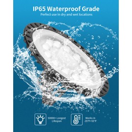 papsbox 4 Pack 50W UFO high Bay Lights,5000LM 6500K Super Bright Daylight White highbay led Light Fixture,110V Area lamp IP65 for Shop Garage Warehouse Workshop Gym Factory Commercial Lighting