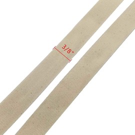 Natural Cotton Twill Tape Bunting Bias Tape 3/8 Inch Herringbone Webbing Tape Roll for Apron Sewing Dressmaking Craft (Natural white)
