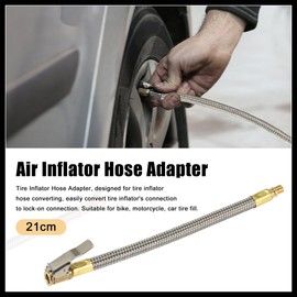 Hihaha 21cm 8" Car Tire Air Inflator Hose Adapter Extension Quick Connect Durable Material