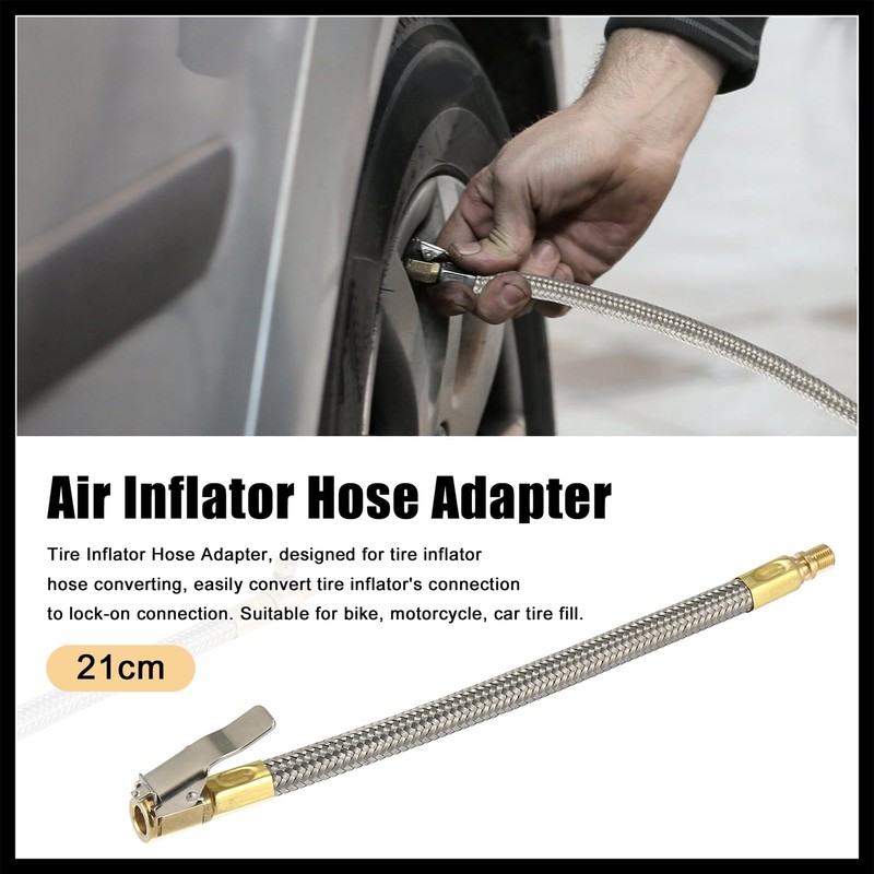 Hihaha 21cm 8" Car Tire Air Inflator Hose Adapter Extension