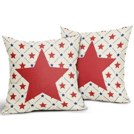 Cozywisper 4th of July Patriotic Pillow Covers 18x18 Inch Set of 2 Red Blue Stars America Independence Day Decorative Throw Pillows Fourth of July Holiday Outdoor Pillow Cases Couch Bed Sofa Decor