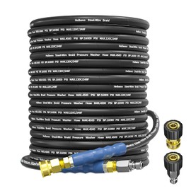 Heliwoo 3/8" Pressure Washer Hose 100 FT, Hot and Cold Water Power Washer Hose Max 248°F, Commercial Industrial Grade Steel Wire Braided Kink Proof Extension Hose -4500 PSI