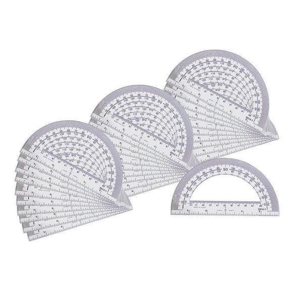 hand2mind 5314A Student Math Protractor, Clear, 20 Count (Pack of