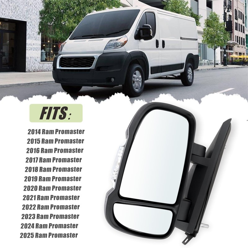 Lqito Left Driver Side Mirror Compatible with 2014-2025 Ram Promaster
