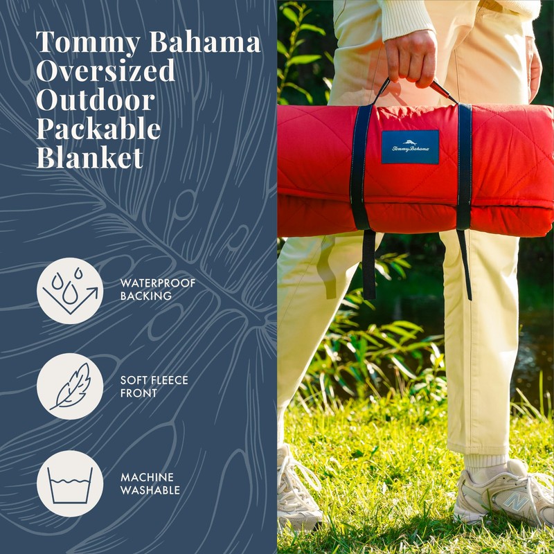 Tommy Bahama Outdoor Waterproof Picnic Blanket with Patriotic USA Design