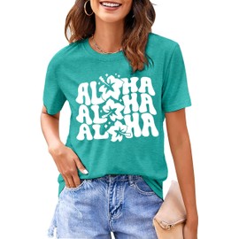 Hawaiian Shirts for Women Aloha Flower Shirt Ohana Means Family Tee Summer Beach Hawaii Trip Shirt
