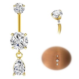 ESHIONER G23 Titanium Belly Button Piercing Gold Silver Belly Piercing Belly Piercing Hanging Belly Button Long Short Jewellery Belly Button Piercing Belly Button Piercing 14G 10 mm 12 mm 14 mm Bar
