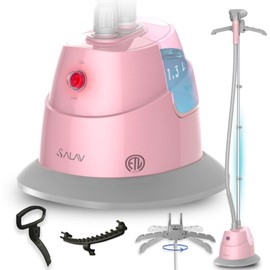 SALAV® Standing Steamer with Garment Hanger, 1.3L Water Tank for 1 Hour Continuous Steaming, Heats in 45 Seconds, Double-Insulated Steam Hose (Blush, Garment Steamer)