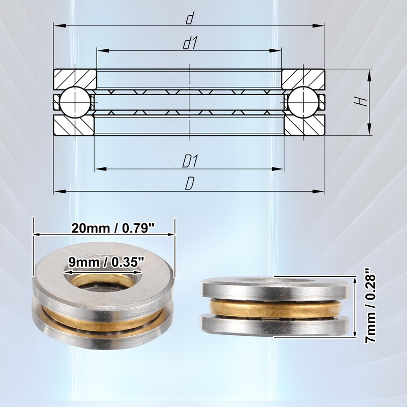 X AUTOHAUX F9-20M Thrust Ball Bearing 9x20x7mm Single Row Roller