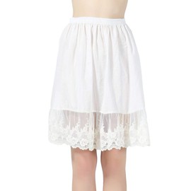 BEAUTELICATE Skirt Extender Half Slip with Lace Trim 100% Cotton Vintage Underskirt