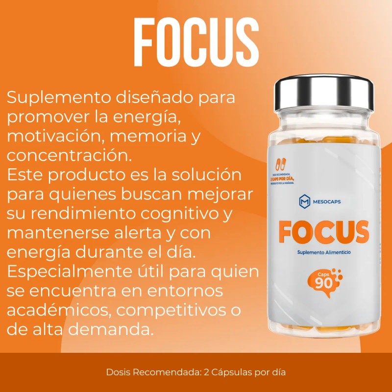 Suplemento Natural Focus 90 Cápsulas Para La Concentración Sin Sabor