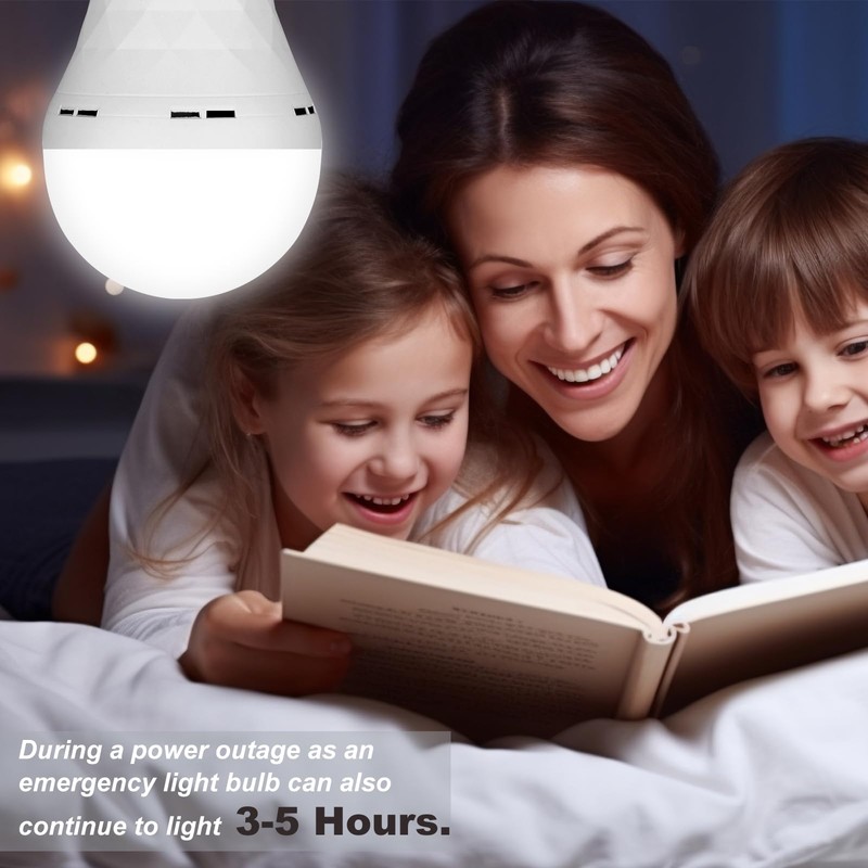 2 Pack Emergency Rechargeable Light Bulbs,Battery Operated Backup Light Bulb