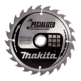 Makita B-09173 165 x 20 mm Specialized Circular Saw Blade for Cordless Saws with 24 Tooth - Red/Silver
