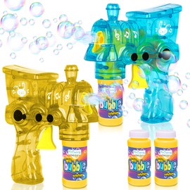 ArtCreativity Light Up Bubble Gun Trains - 2 Pack Bubble Gun Blasters and 4 Bottles of Bubbles Fluid - Train Bubbles Machine Toys for Boys - Train Toys for Toddlers and Kids Ages 1-3, 2-4, 4-8