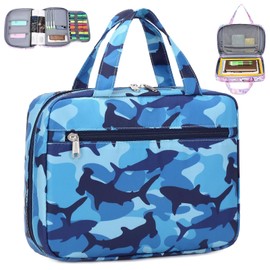 Octsky Bible Cover Case for Boys Bible Carrying Book Case Church Bag Bible Protective With Handle Gift For Kids (Shark Blue)