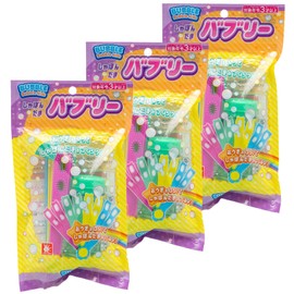 Onda Bubble Sticks, Set of 3, Bubble Liquid with Blowing Rod, Shake Type, Fan Shape, Bubble Kids, Yellow, Blue, Green, Pink, ST Mark, Toy, 3 P Colors Not Available